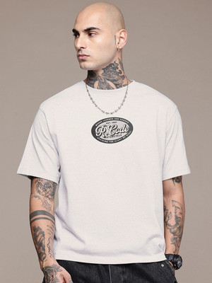 R.Code by The Roadster Life Co. Graphic Print Men Round Neck White T-Shirt