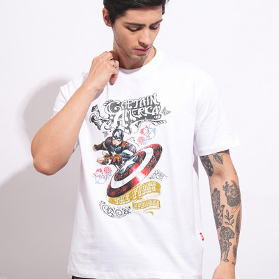 BEING HUMAN Graphic Print Men Round Neck White T-Shirt