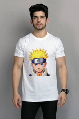 Smrink Printed Men Round Neck White T-Shirt