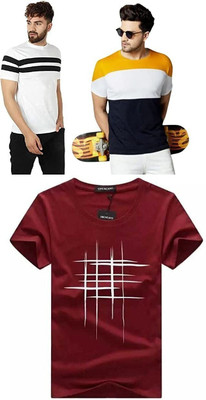 ATTITUDE START OF FASHION Printed Men Round Neck Multicolor T-Shirt