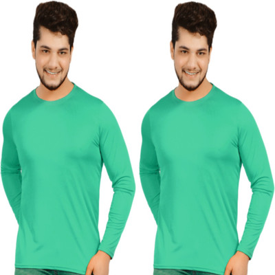 KASPY Solid Men Round Neck Dark Green T-Shirt