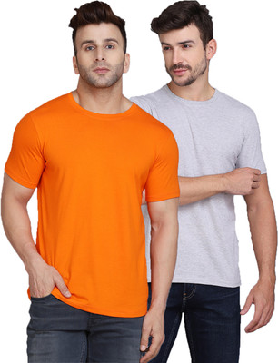 SLOWLORIS Solid Men Round Neck Multicolor T-Shirt