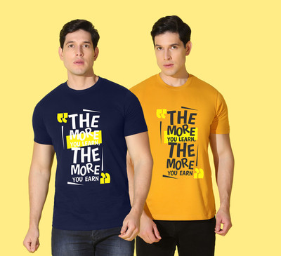 WOOSTRO Printed Men Round Neck Multicolor T-Shirt