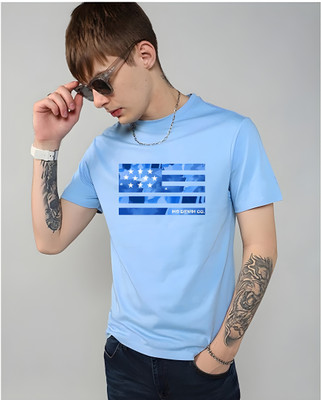 Magneto Sporty Men Round Neck Light Blue T-Shirt