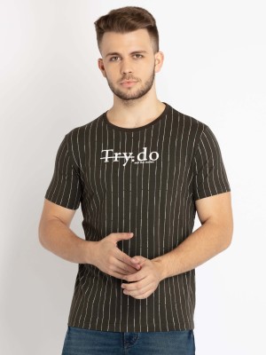 Status Quo Striped Men Round Neck Black, White T-Shirt