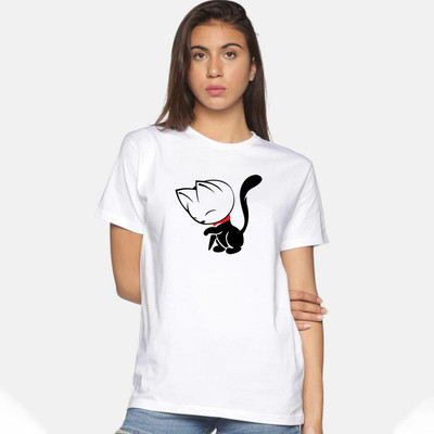 Trendtee Printed Women Round Neck White T-Shirt