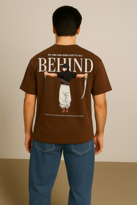 Liba creations Printed Men Round Neck Brown T-Shirt