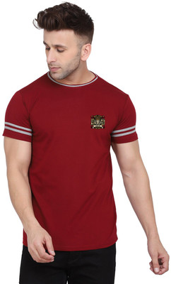 Blisstone Solid Men Round Neck Maroon T-Shirt