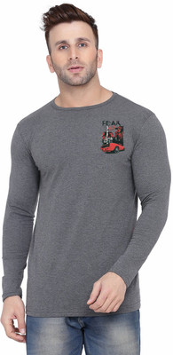 Blisstone Solid Men Round Neck Grey T-Shirt