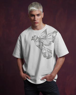 silver moon clothing Printed Men Round Neck White T-Shirt