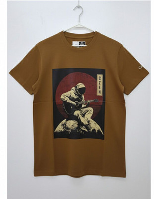 Czen Printed Men Round Neck Brown T-Shirt