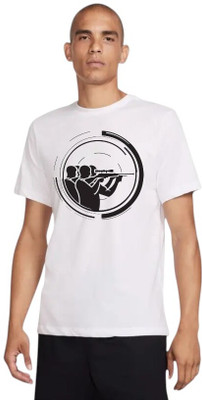 Attirea Printed Men Round Neck White T-Shirt