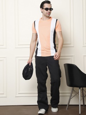 DYE VRGIN Colorblock Men Round Neck Pink T-Shirt