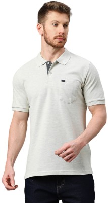 Klub Fox Solid Men Polo Neck Grey T-Shirt