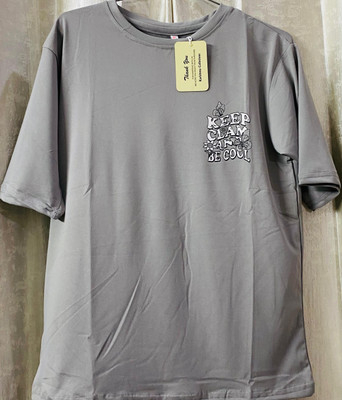 Attirehub Graphic Print Women Round Neck Light Blue T-Shirt
