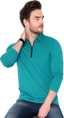 Moordale Fab Solid Men Polo Neck Dark Blue T-Shirt