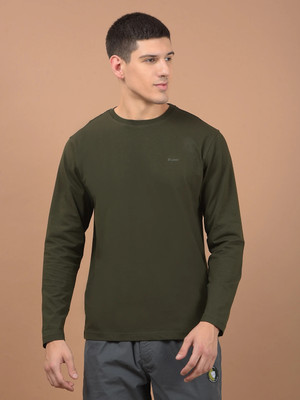 CANTABIL Solid Men Round Neck Dark Green T-Shirt