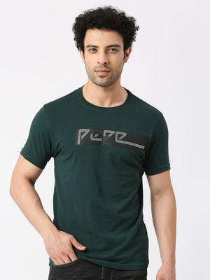 Pepe Jeans Printed Men Crew Neck Green T-Shirt