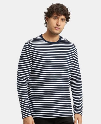 NEHACOFASHION Striped Men Round Neck Black, White T-Shirt