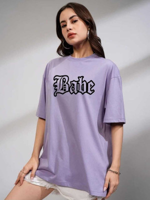 HouseOfCommon Graphic Print Women Round Neck Purple T-Shirt