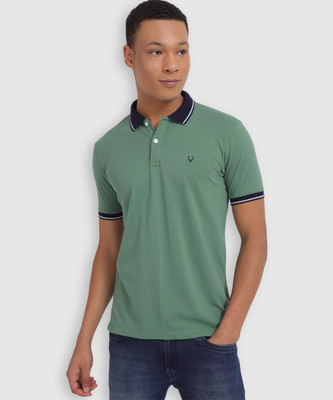 Allen Solly Solid Men Polo Neck Green T-Shirt