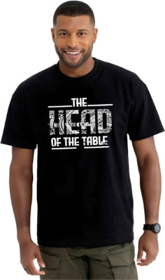 TEEGALLARY Printed Men Round Neck Black T-Shirt