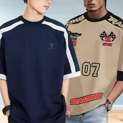 Jump Cuts Printed Men Round Neck Multicolor T-Shirt