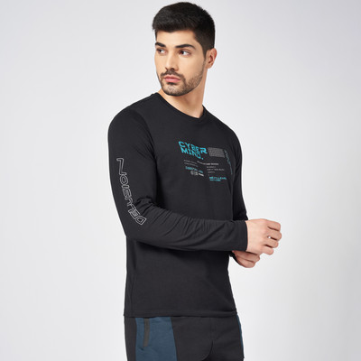 Ajile By Pantaloons Printed Men Round Neck Black T-Shirt