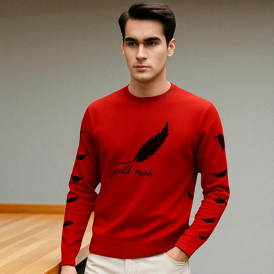FASHIUM Printed Men Round Neck Red T-Shirt