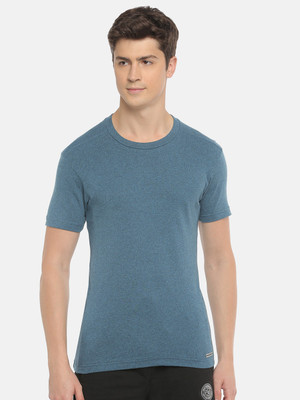 Macroman M-Series Solid Men Round Neck Blue T-Shirt