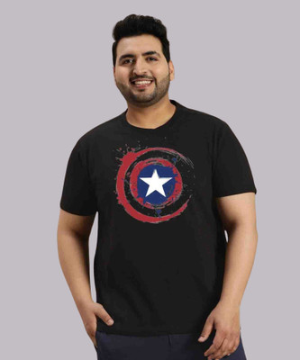 KIXO PLUS Printed Men Round Neck Black T-Shirt