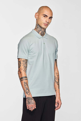 Snitch Solid Men Polo Neck Light Blue T-Shirt