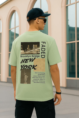 Madilyn Graphic Print Men Round Neck Light Green T-Shirt