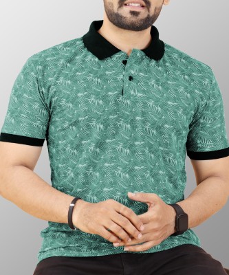 VeBNoR Printed Men Polo Neck Green T-Shirt