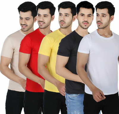 Newsingh Solid Men Round Neck Multicolor T-Shirt