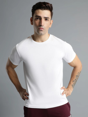 HUMMEL Solid Men Round Neck White T-Shirt