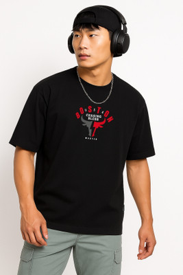 JoyandHappiness Printed Men Round Neck Black T-Shirt