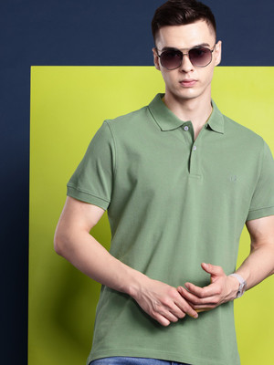 Hancock Embroidered Men Polo Neck Green T-Shirt