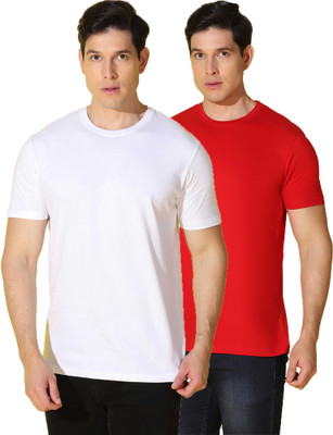 WOOSTRO Solid Men Round Neck Multicolor T-Shirt