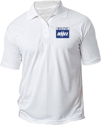PrintHolic Solid Men Polo Neck White T-Shirt