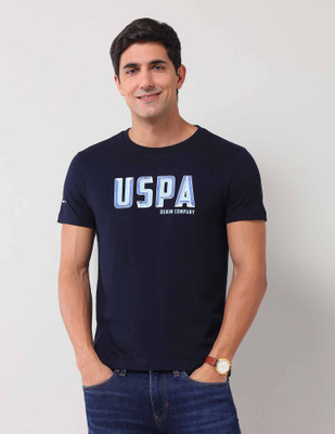 U.S. POLO ASSN. Graphic Print Men Round Neck Blue T-Shirt