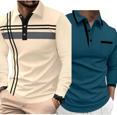 VOID & VOGUE Solid Men Polo Neck Multicolor T-Shirt