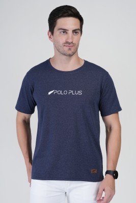 Polo Plus Printed Men Round Neck Navy Blue T-Shirt