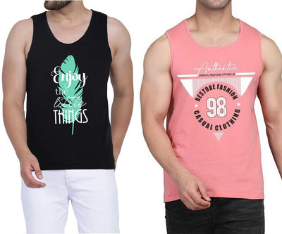 WOOSTRO Typography Men Round Neck Black, Pink T-Shirt