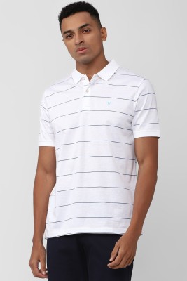 VAN HEUSEN Striped Men Polo Neck White T-Shirt