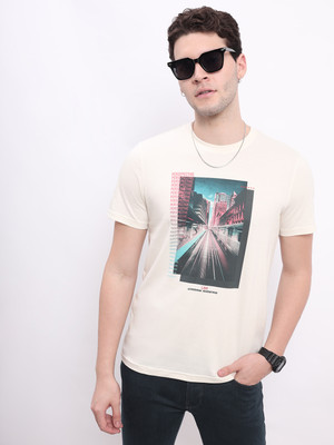 LEE Printed Men Round Neck Beige T-Shirt