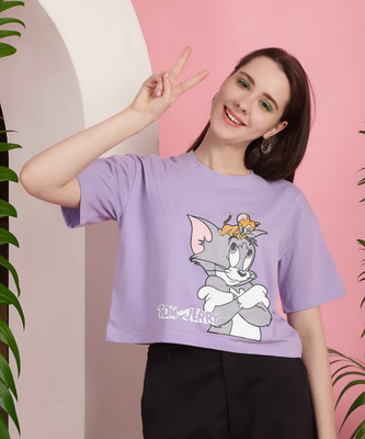 DreamBe Graphic Print Women Round Neck Purple T-Shirt