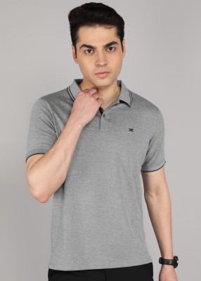 KILLER Solid Men Polo Neck Grey T-Shirt