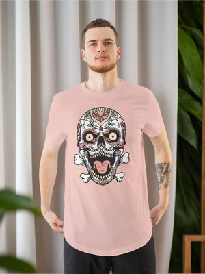 Moda Rapido Printed Men Round Neck Pink T-Shirt