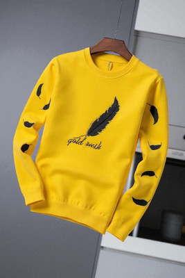 FASHIUM Printed Men Round Neck Yellow T-Shirt